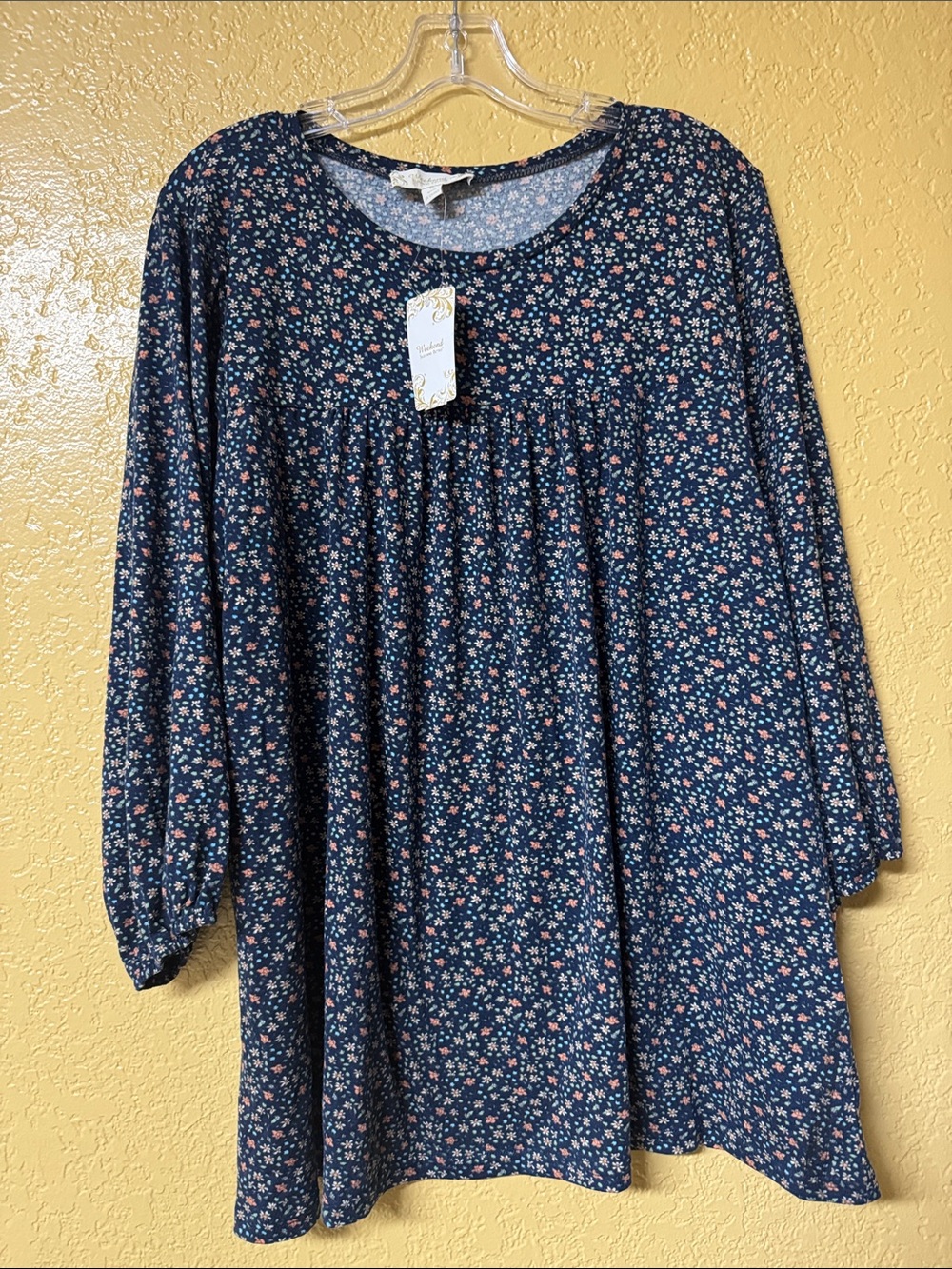 Navy Floral Peasant Blouse - Suzanne Betro